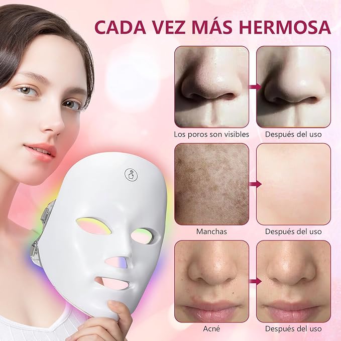 Máscara LED Facial 7 Colores | Fototerapia Profesional en Casa